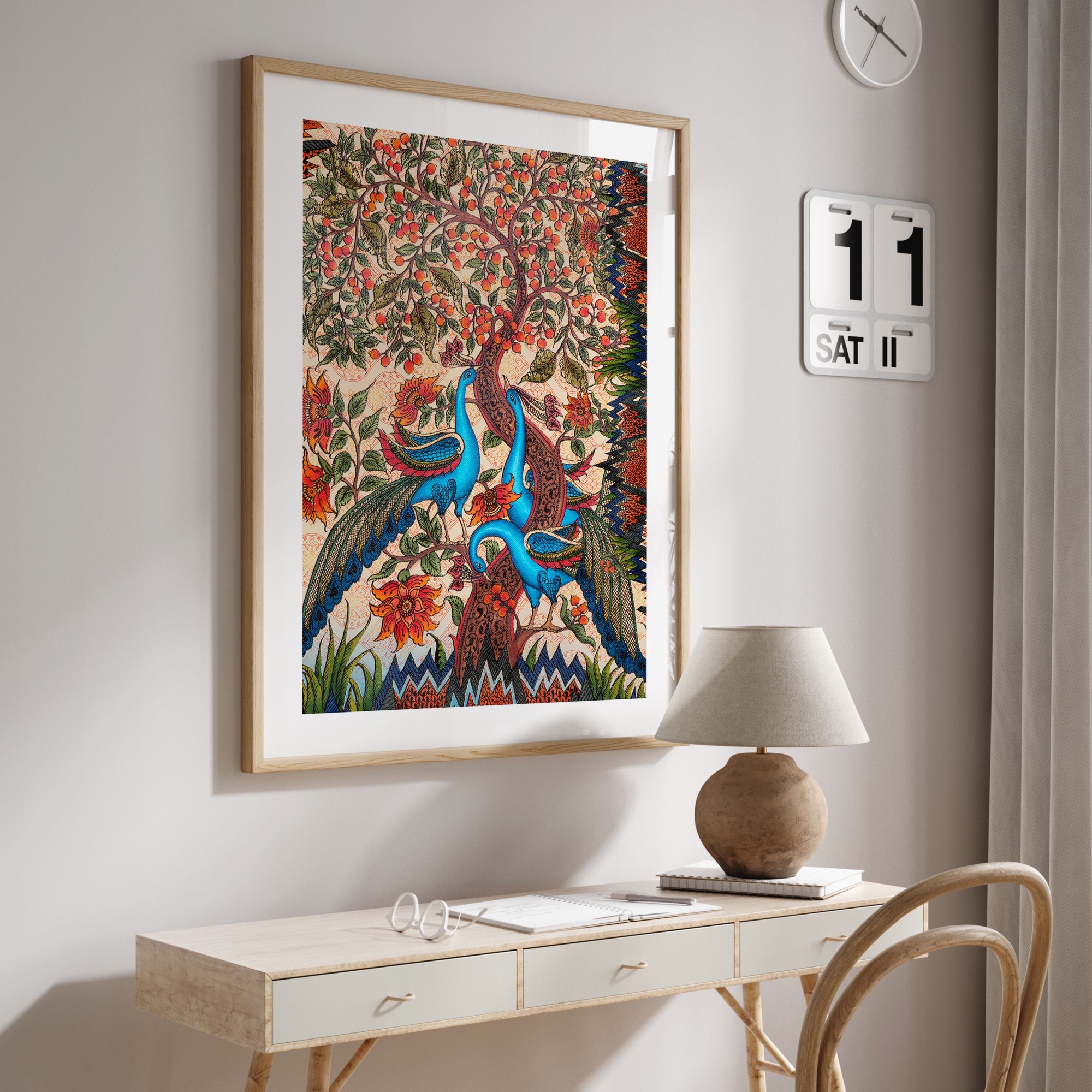 Kalamkari peacock painting