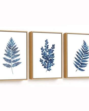 Fern Ink Blue Leaves Framed Wall Art (Set of 3),wall frame