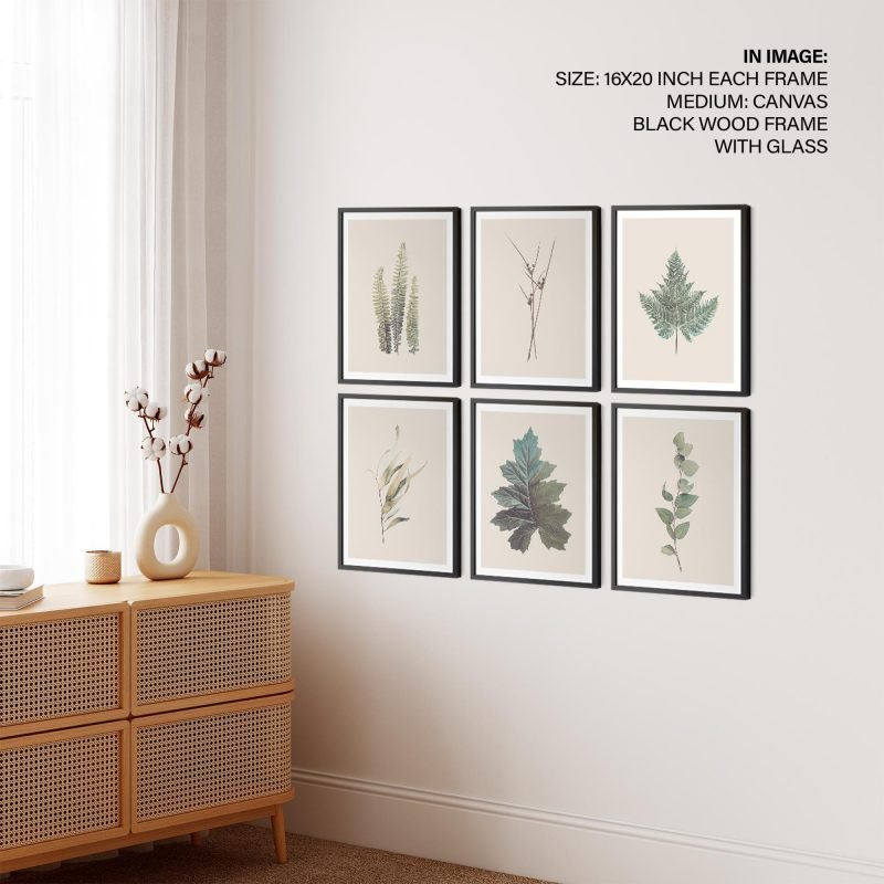 Vintage Leaves Framed Wall Art (Set of 6), Wall Frame - Image 4
