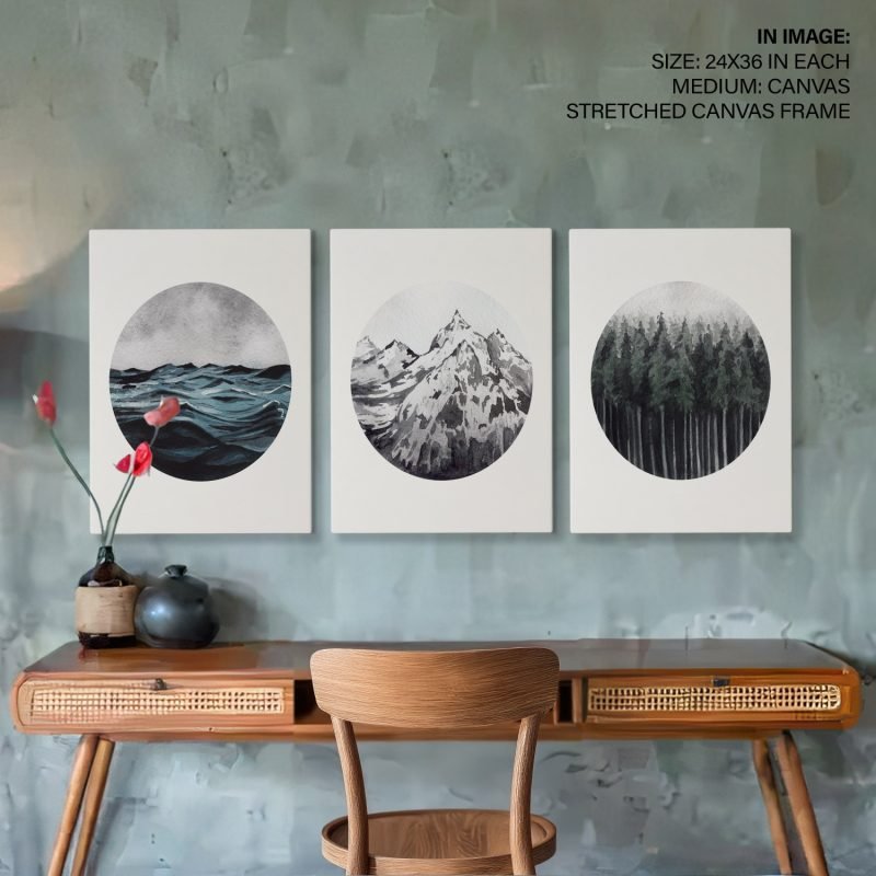 Ocean, Forest, Mountains Framed Wall Art (Set of 3) - Image 3