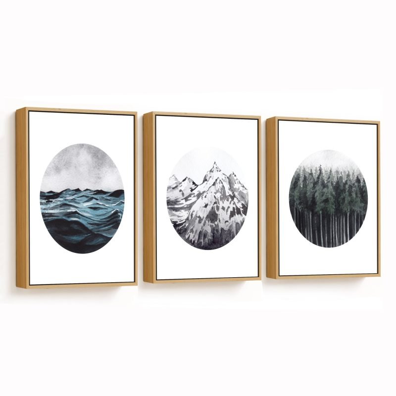 Ocean, Forest, Mountains Framed Wall Art (Set of 3)