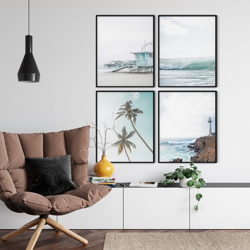 Beach, Palm trees, Hamptons Framed Wall Art (Set of 4) - Image 3