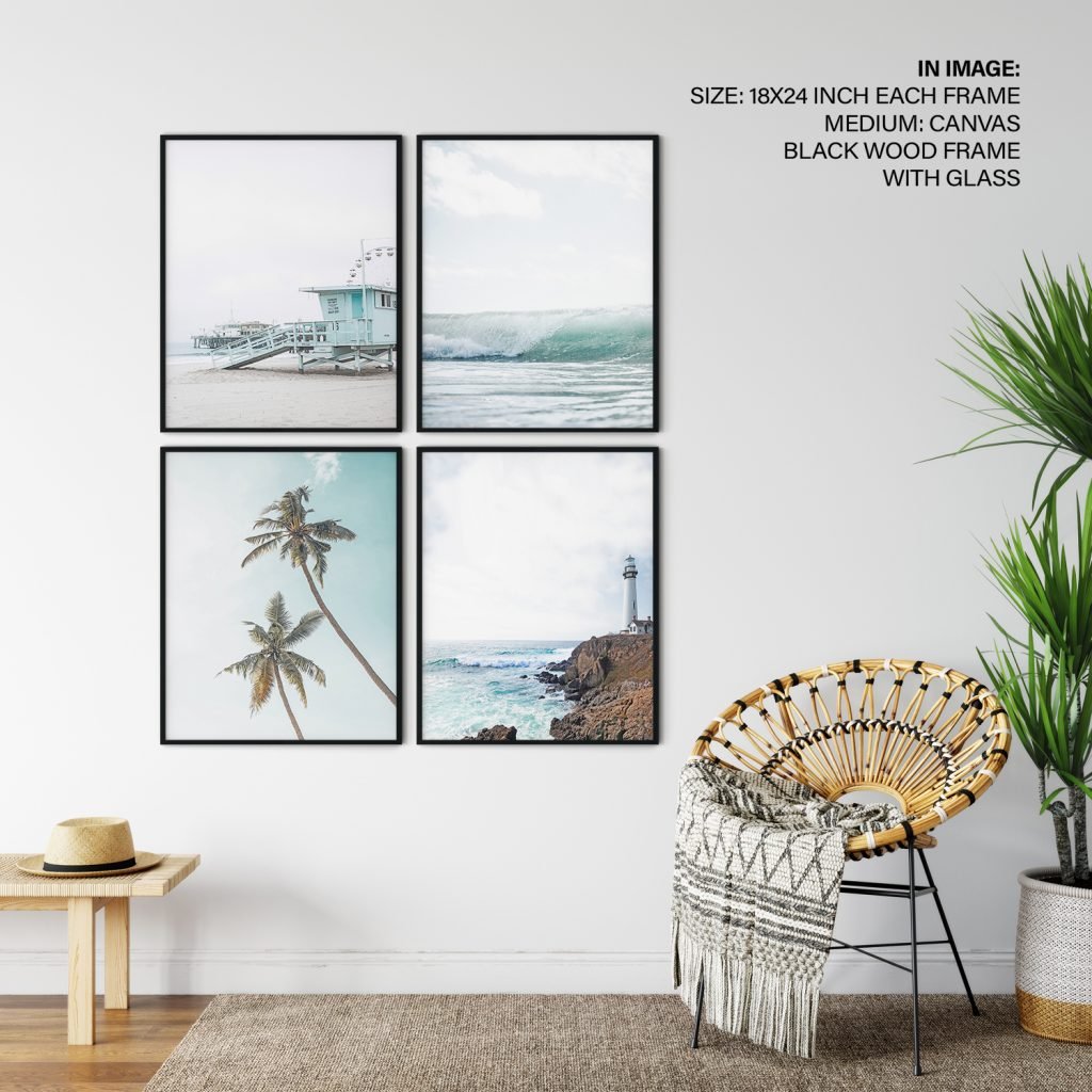 Beach, Palm trees, Hamptons Framed Wall Art (Set of 4) - Image 4
