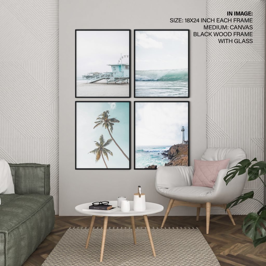 Beach, Palm trees, Hamptons Framed Wall Art (Set of 4) - Image 2