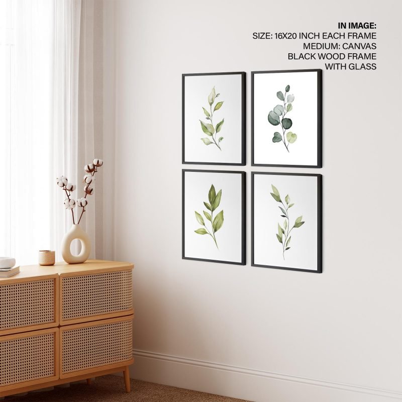 Botanical Leaves Set Framed Wall Art (Set of 4), Wall Frame - Image 4