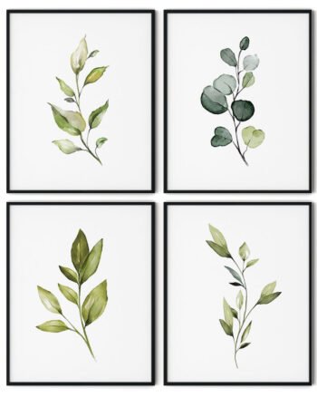 Botanical Leaves Set Framed Wall Art (Set of 4), Wall Frame