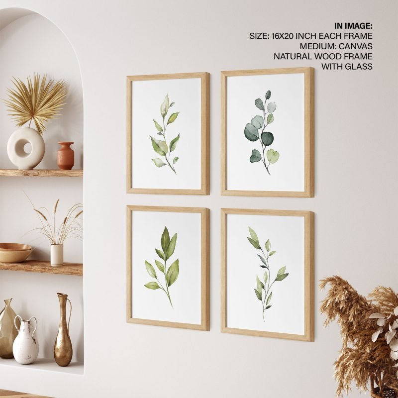 Botanical Leaves Set Framed Wall Art (Set of 4), Wall Frame - Image 3