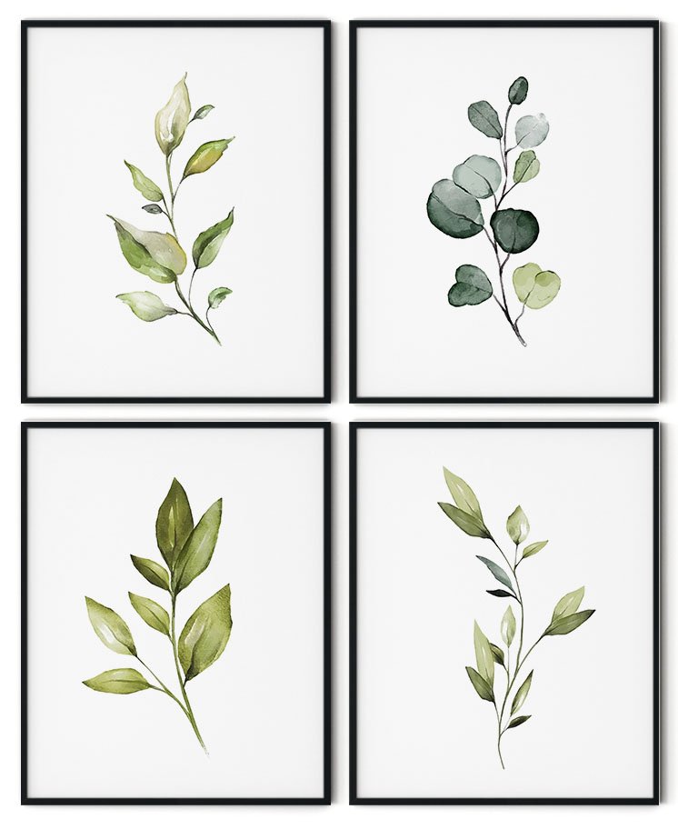Botanical Leaves Set Framed Wall Art (Set of 4), Wall Frame