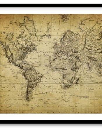 Vintage map world 1814