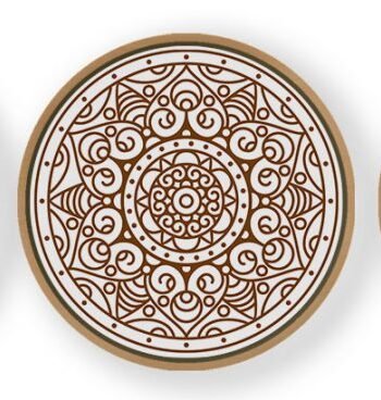 Set of 3 Indian Mandala Outline - Circular Wooden Frames