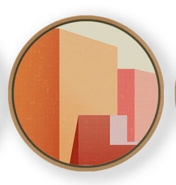 Set of 3 Geometrical Minimal Abstract - Circular Wooden Frames