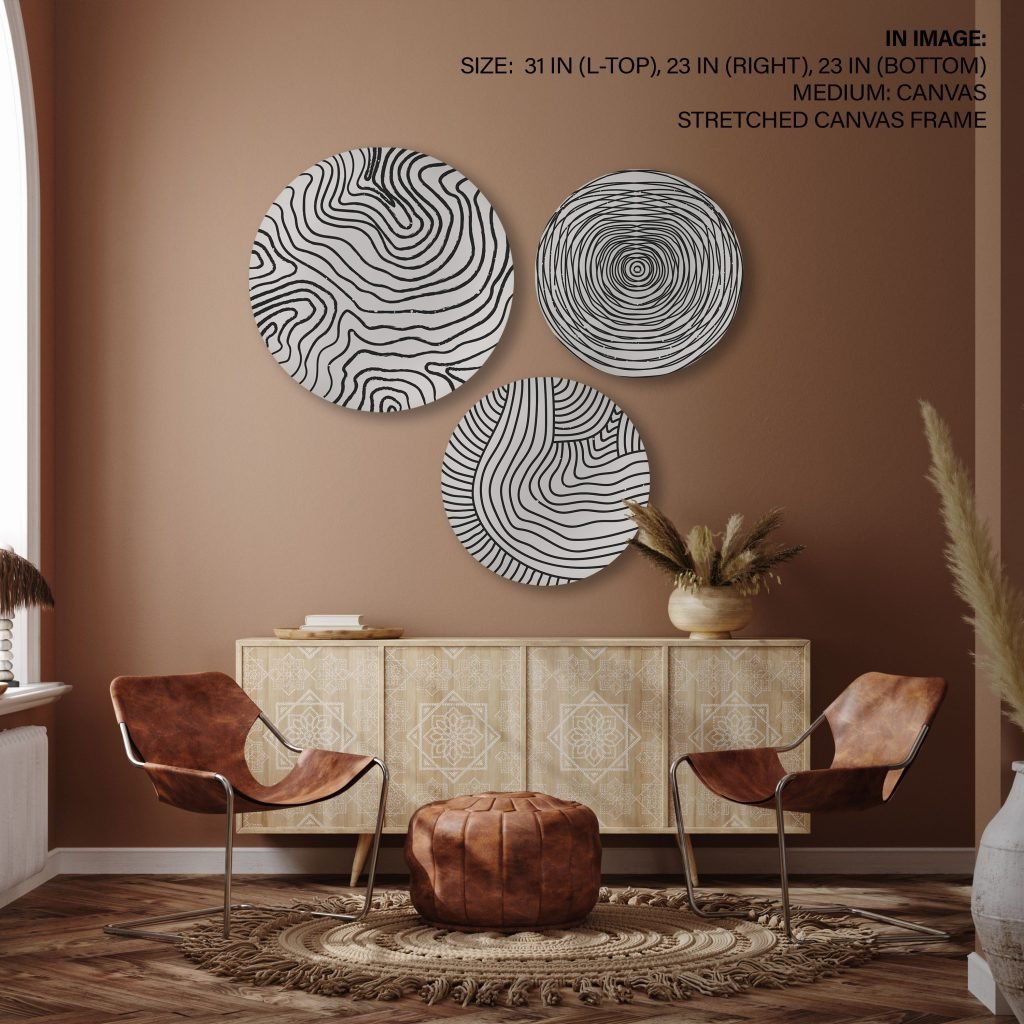 Set of 3 Trendy Outline Spots - Circular Wooden Frames - Image 3