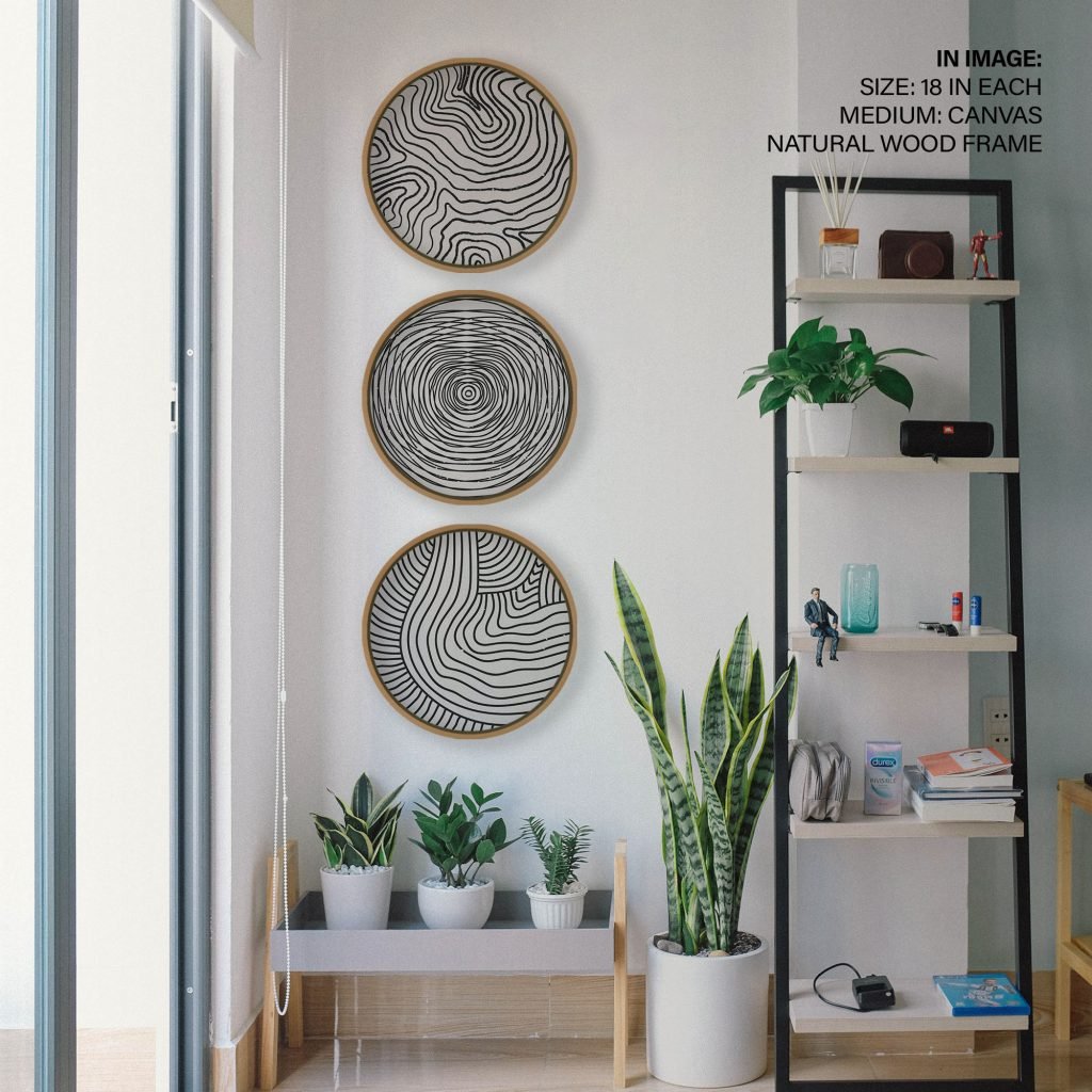 Set of 3 Trendy Outline Spots - Circular Wooden Frames - Image 2