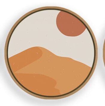 Set of boho sun mountain river landscape