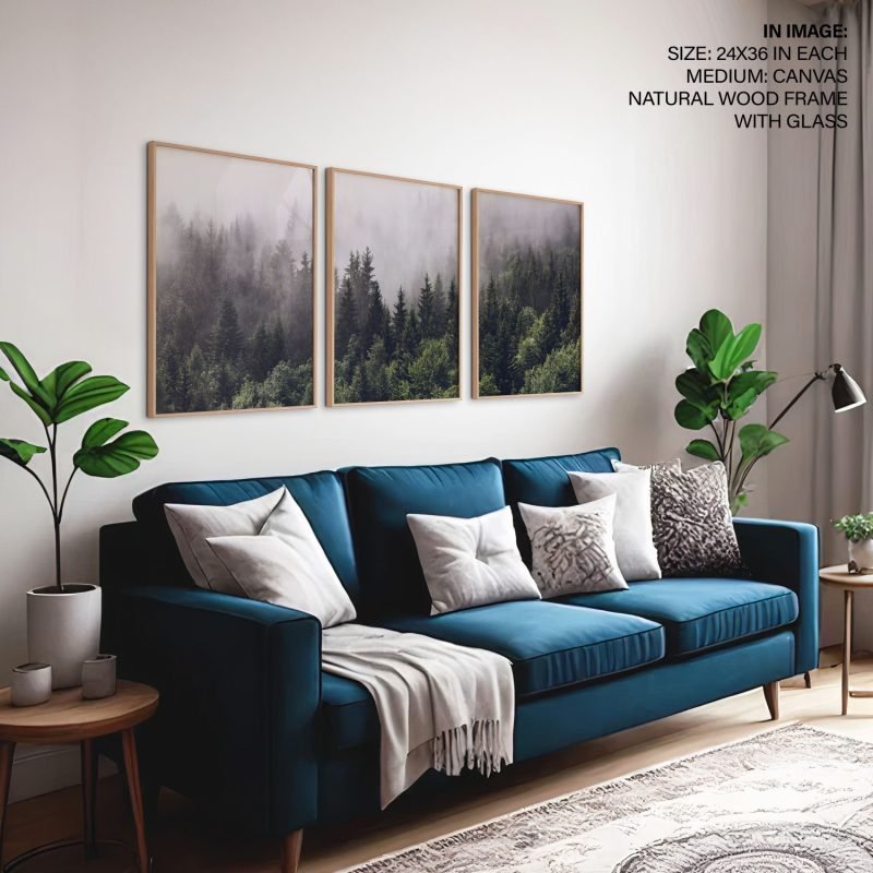 Set of 3 green foggy forest - Image 4