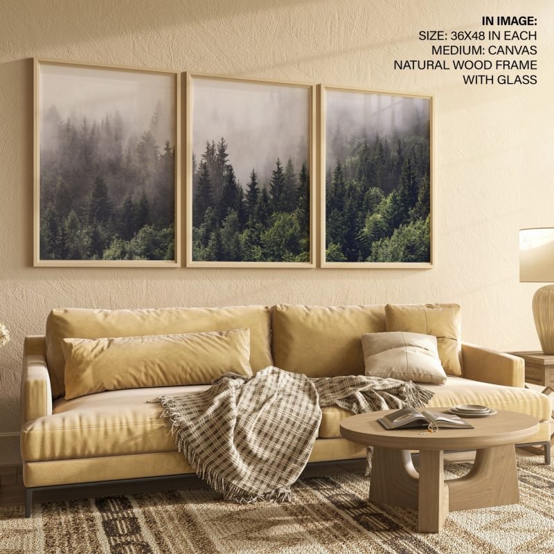 Set of 3 green foggy forest - Image 2