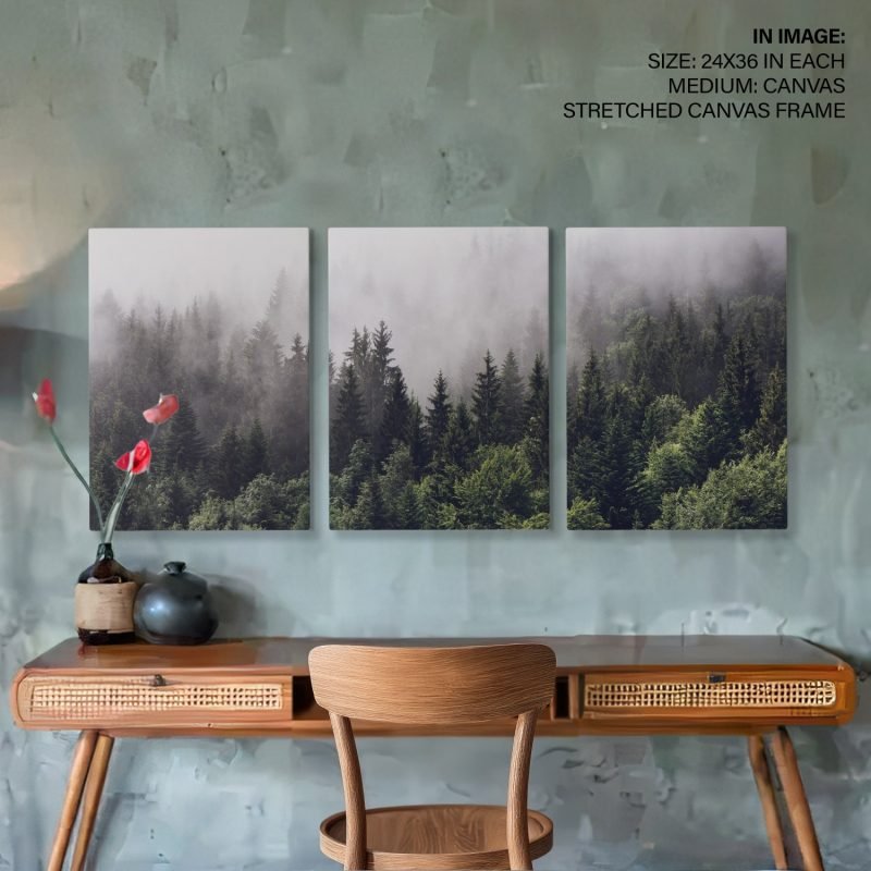 Set of 3 green foggy forest - Image 3