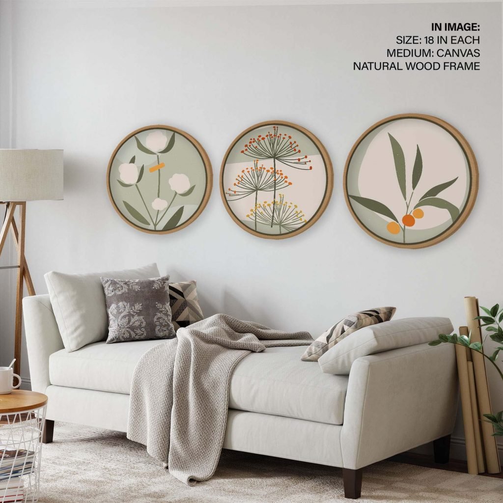 Set of 3 abstract flower and plant,Wall Frame - Image 3