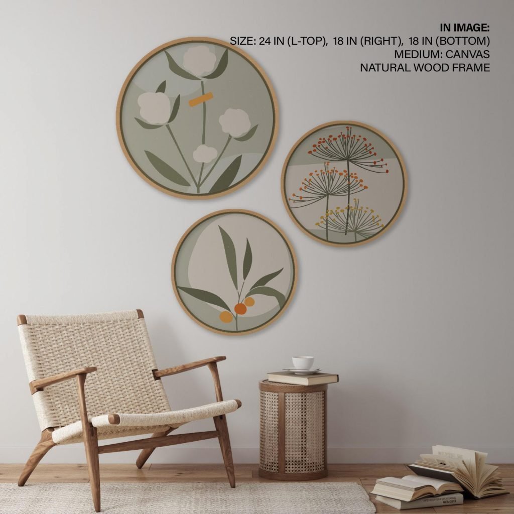 Set of 3 abstract flower and plant,Wall Frame - Image 4