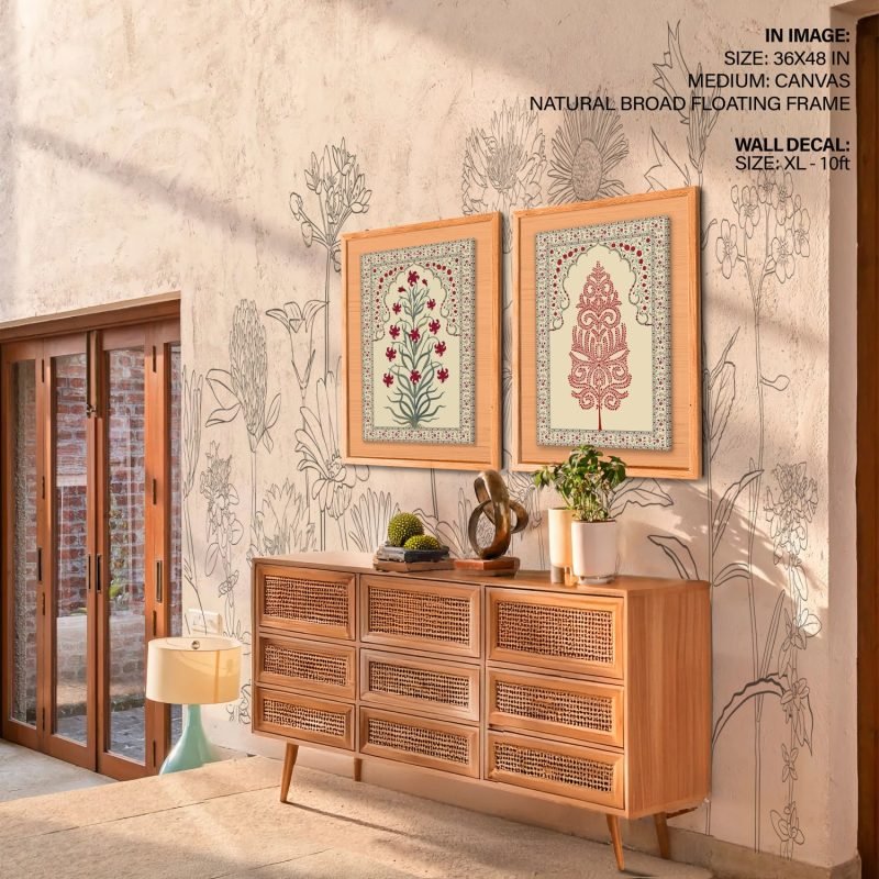 Set of 2 flowers and leaves and rusty pattachitra leaf - Image 3