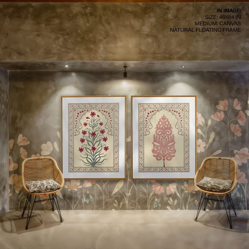 Set of 2 flowers and leaves and rusty pattachitra leaf - Image 2