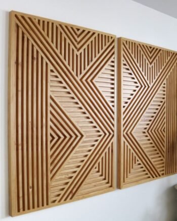 Set of 2 modern accommodated wood art