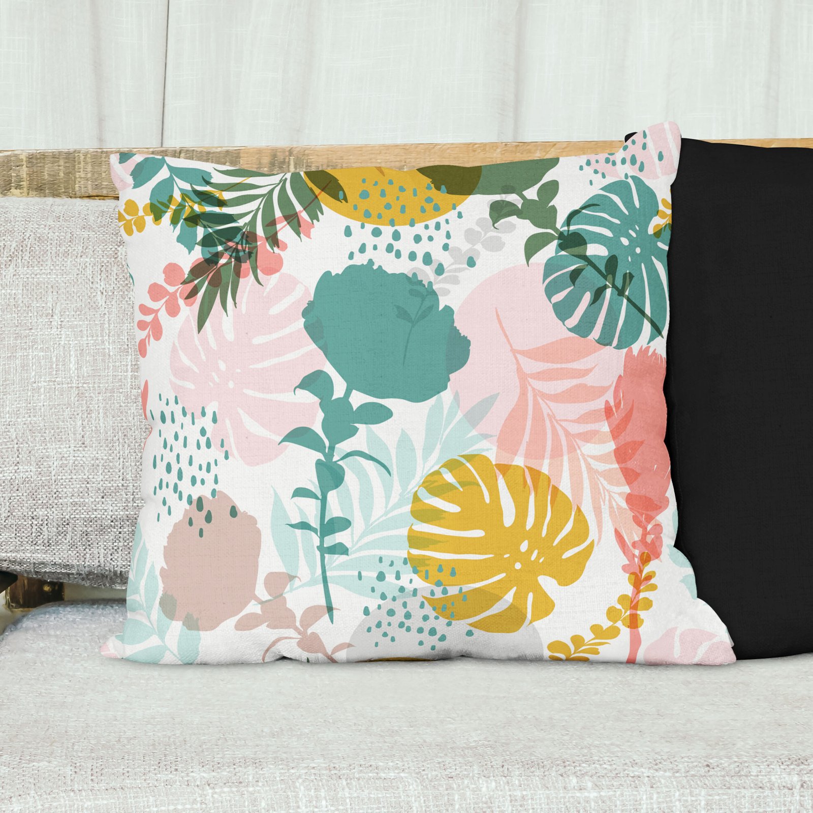 Monstera and Roses print cushion cover - Image 4