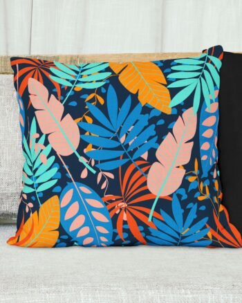 Colorful seamless tropical leaves cushion cover