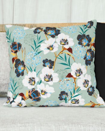 Black and White flower cushion cover