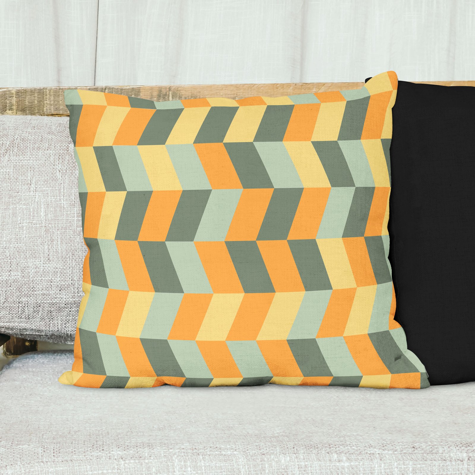 Black and white bear geometric cushion cover