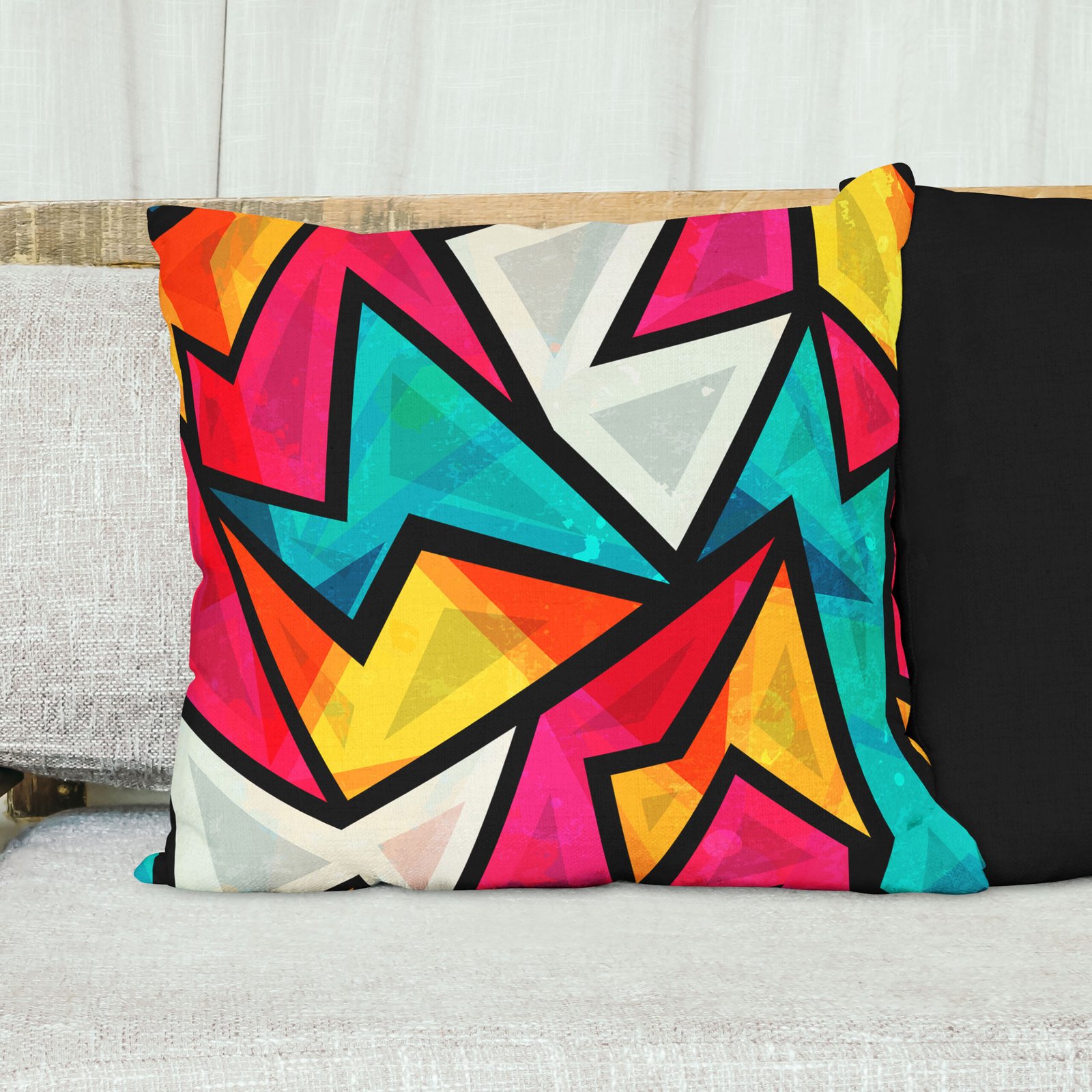 Yellow and blue cubic geometric cushion cover - Image 3