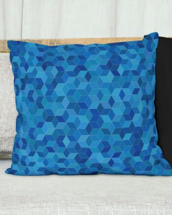 Blue and white geometric cushion cover