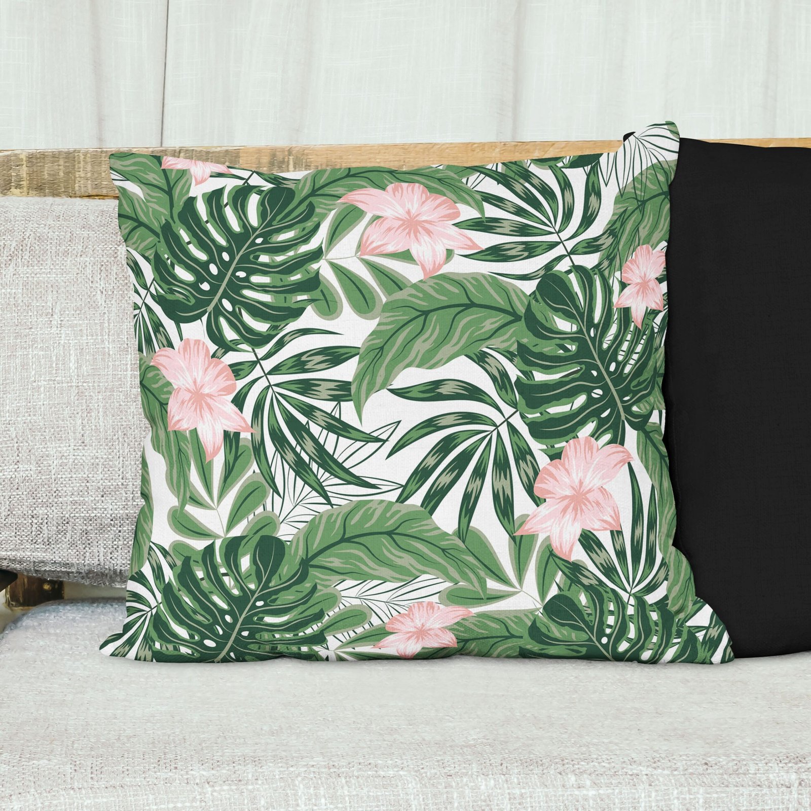 Monstera and flowers cushion cover - Image 2