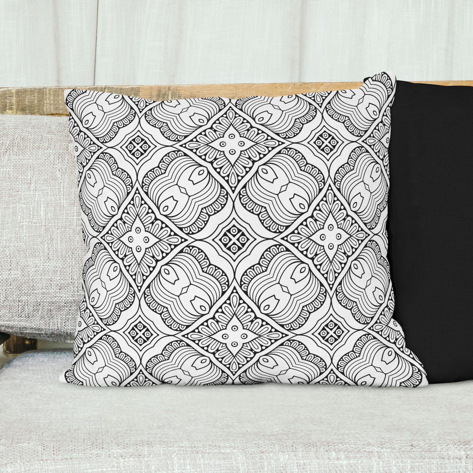 Black and white seamless pattern cushion cover