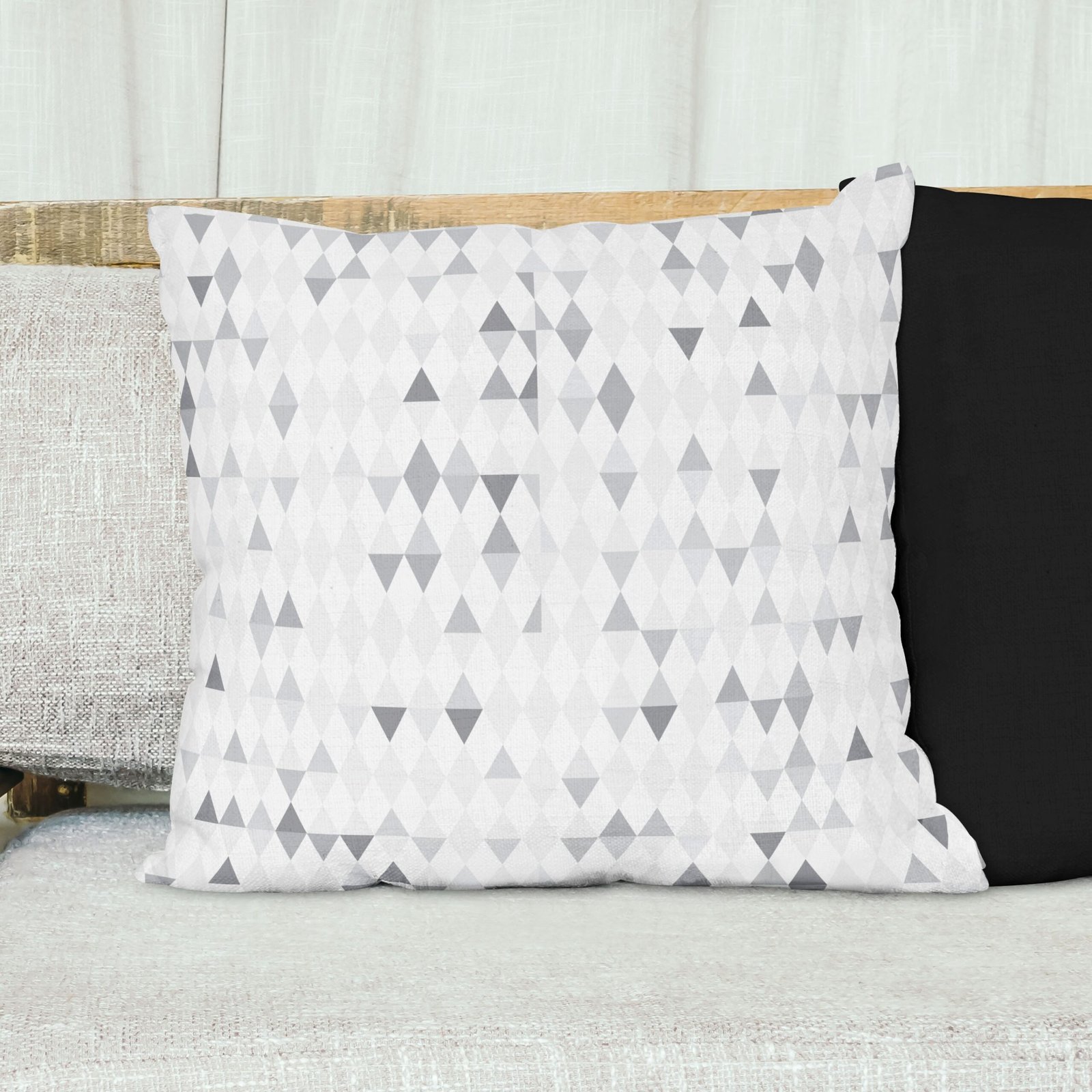 Gray triangular geometric cushion cover - Image 5