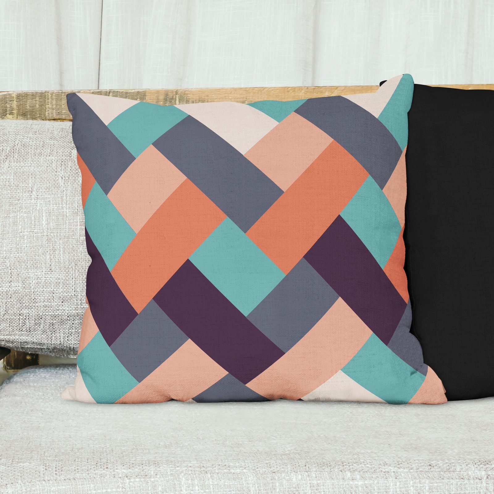 Blue cubic geometric cushion cover - Image 5