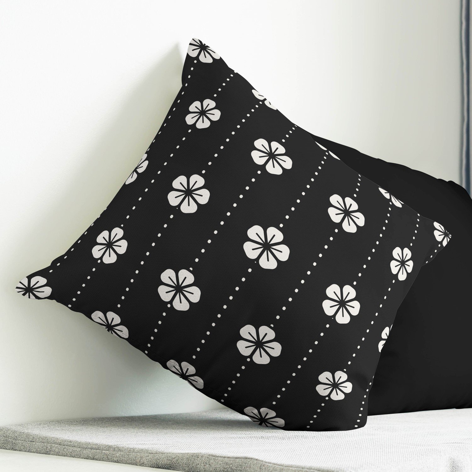 Japanese Pattern Black cushion cover