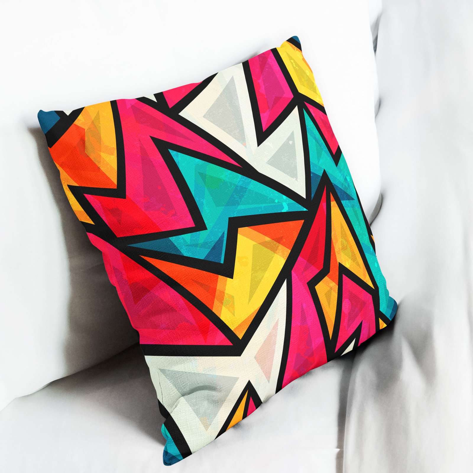 Yellow and blue cubic geometric cushion cover - Image 6