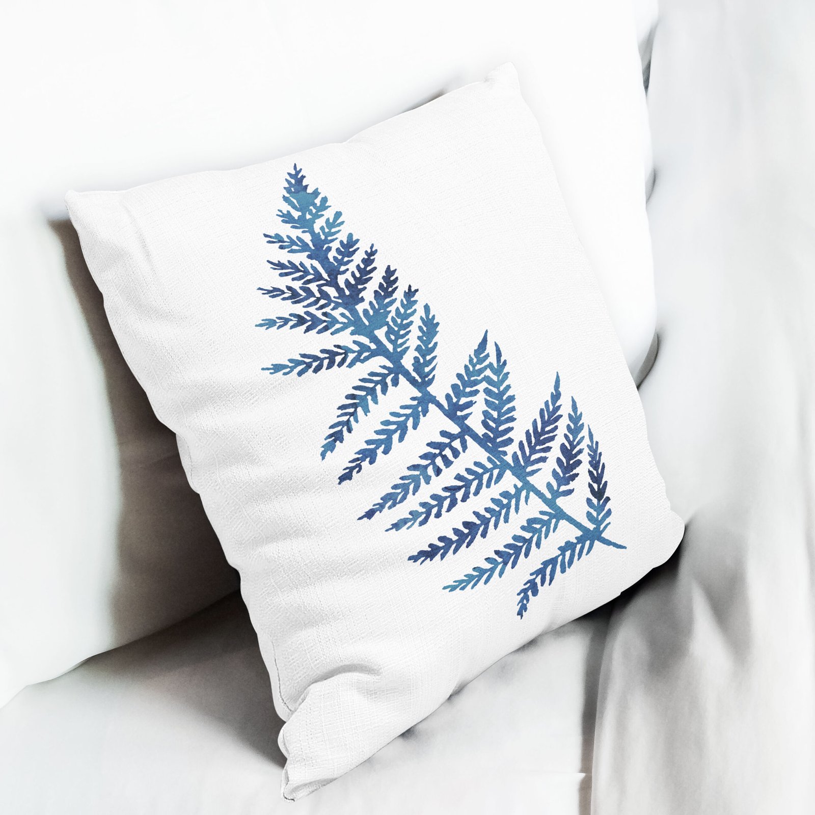 Fern Ink Blue Leaves cushion cover - Image 6