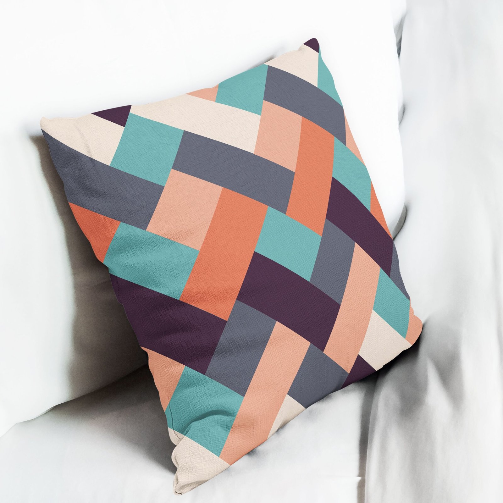 Blue cubic geometric cushion cover - Image 6
