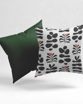 Set of 2 foliate minimal leaves pattern cushion cover