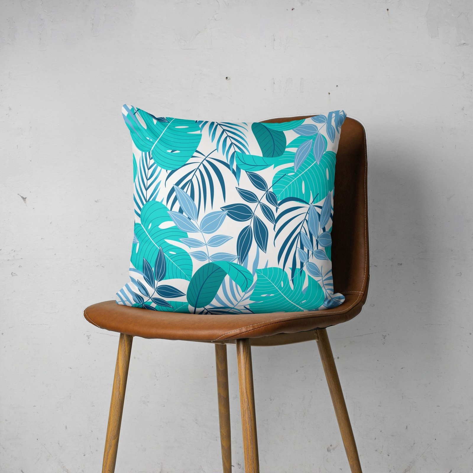 Blue seamless monstera cushion cover - Image 3