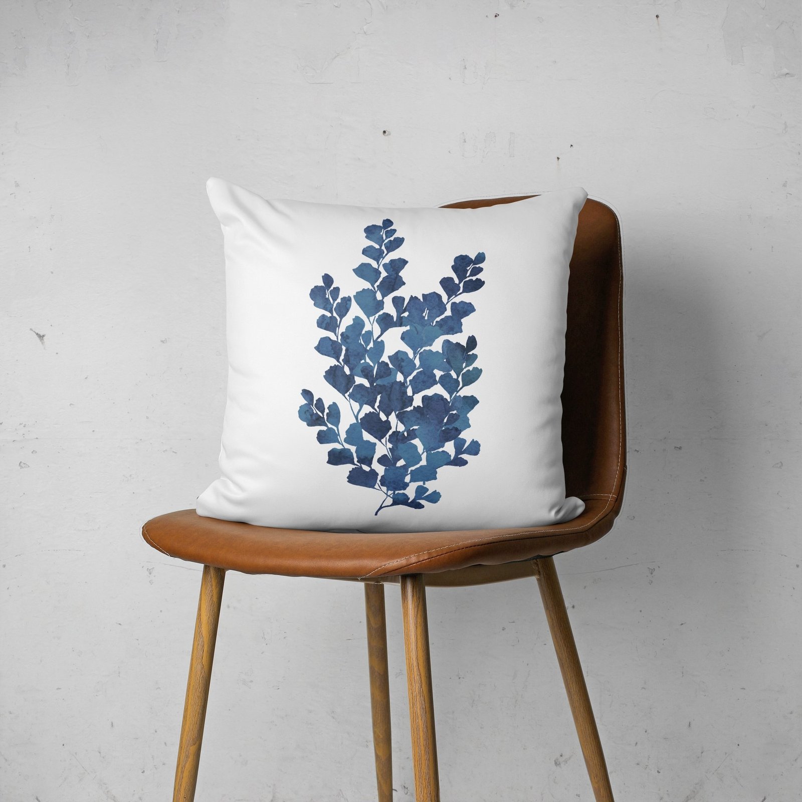 Fern Ink 4 Blue Leaves Cushion cover - Image 2