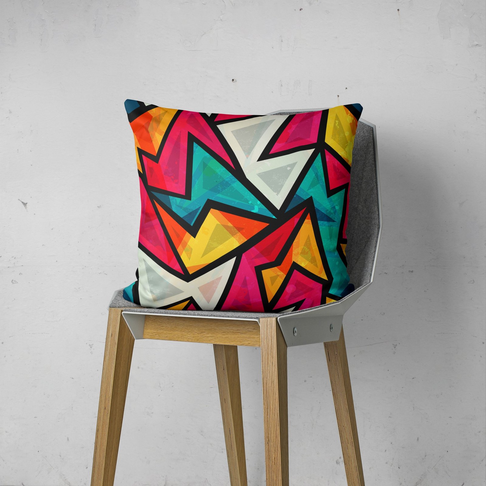 Yellow and blue cubic geometric cushion cover - Image 4