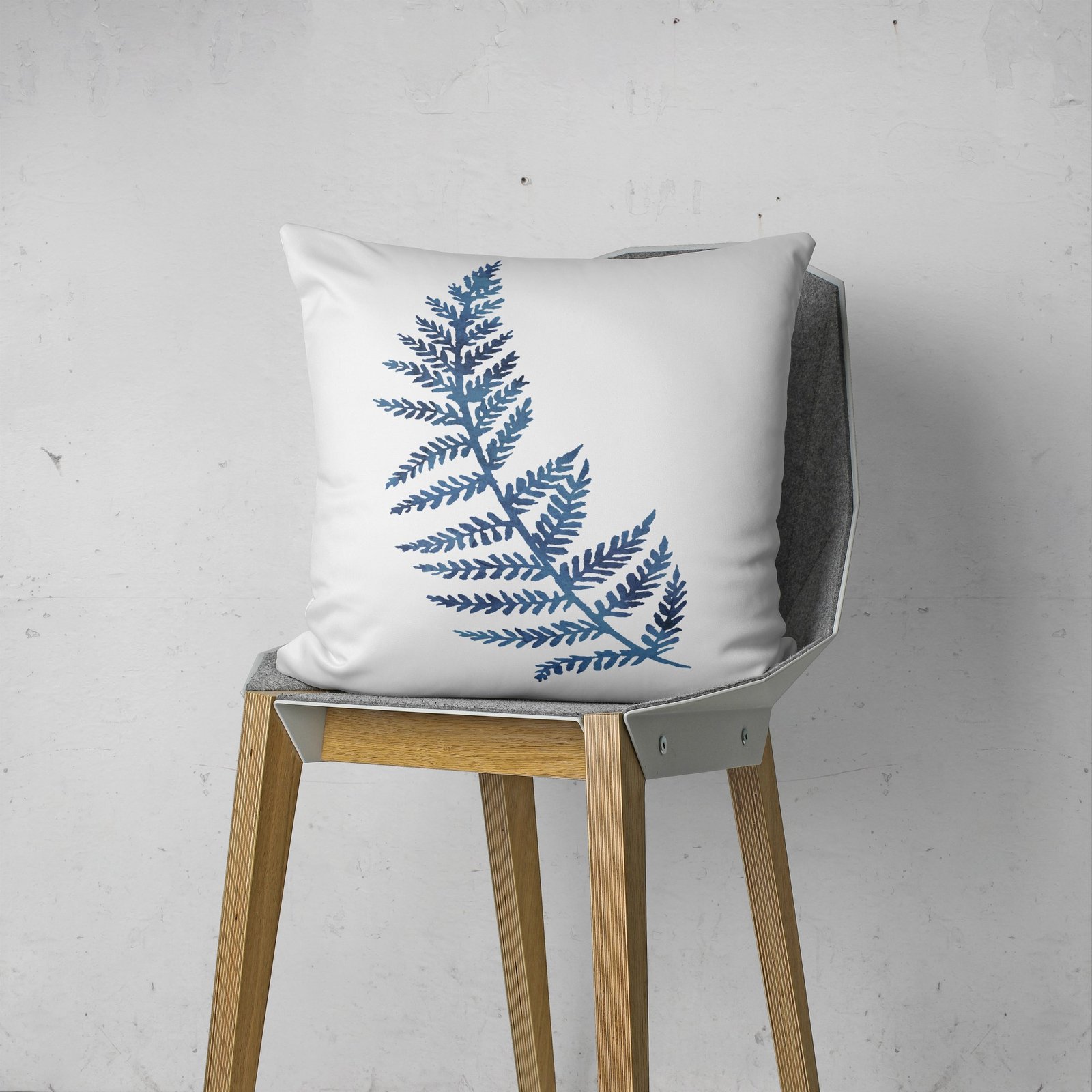 Fern Ink Blue Leaves cushion cover - Image 3
