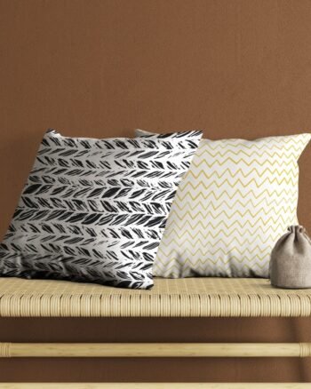 Set of 2 abstract botanical waves pattern cushion cover