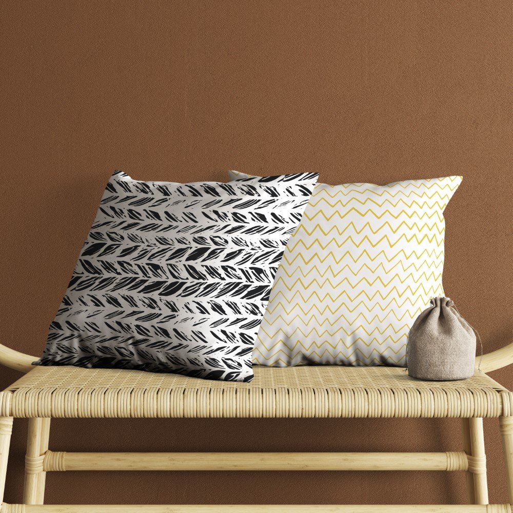 Set of 2 abstract botanical waves pattern cushion cover