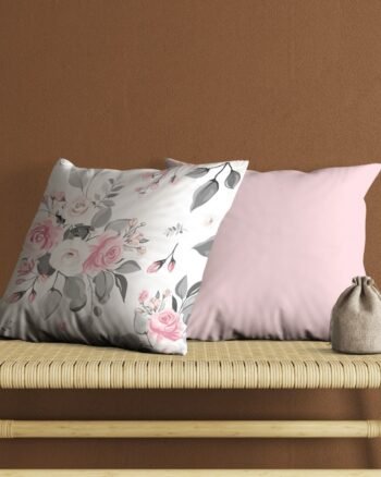 Set of 2 alluring salmon roses cushion cover