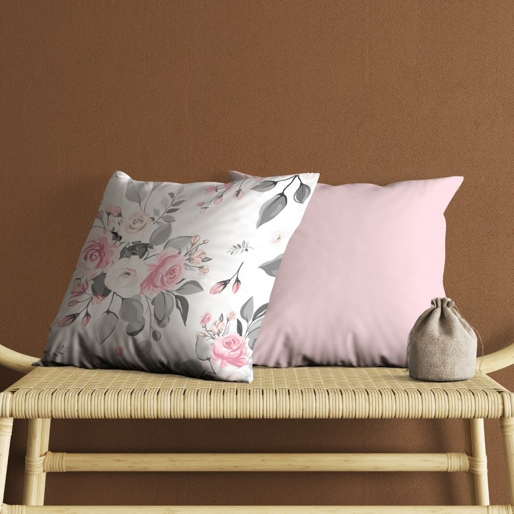 Set of 2 alluring salmon roses cushion cover