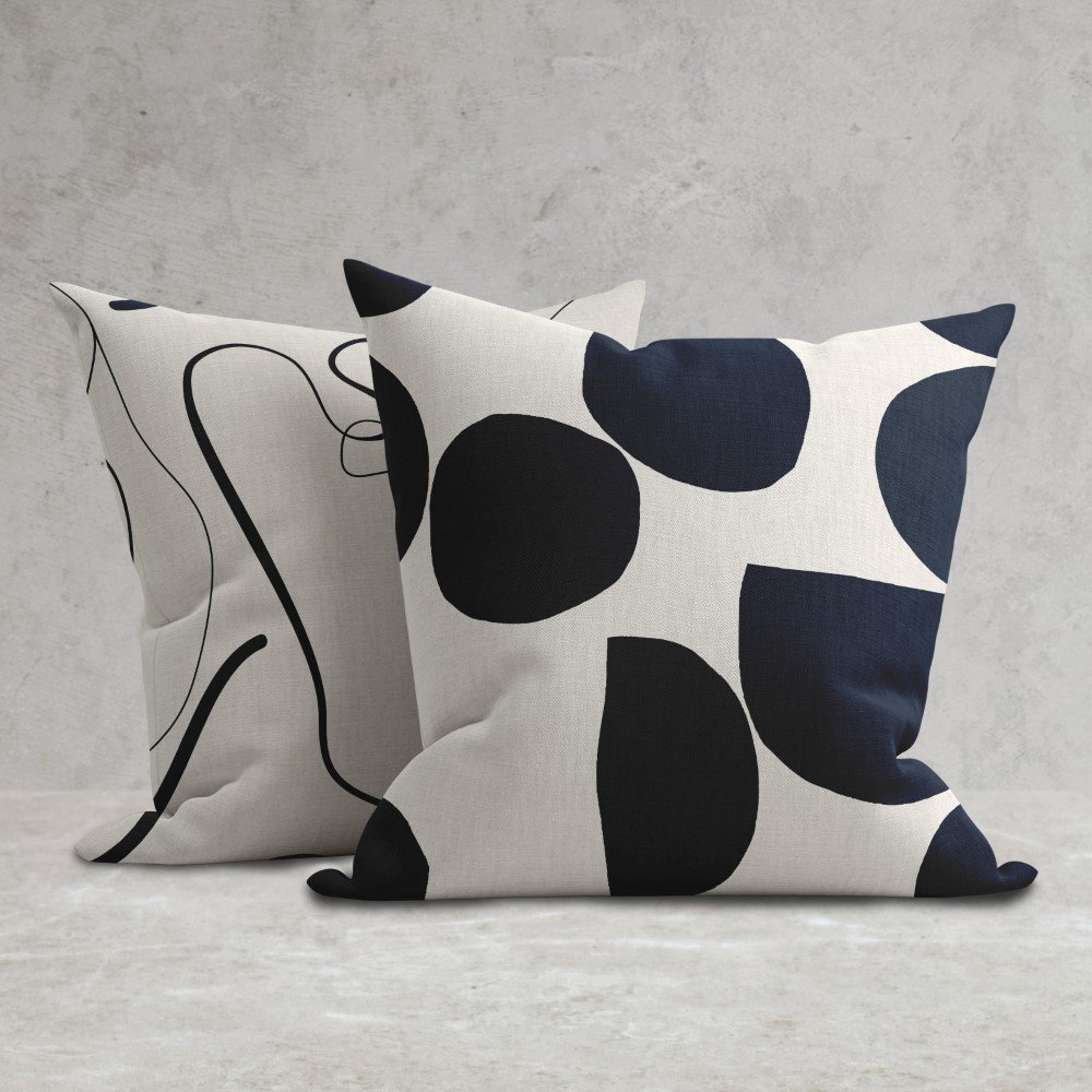 Set of 2 abstract minimal geometric cushion cover